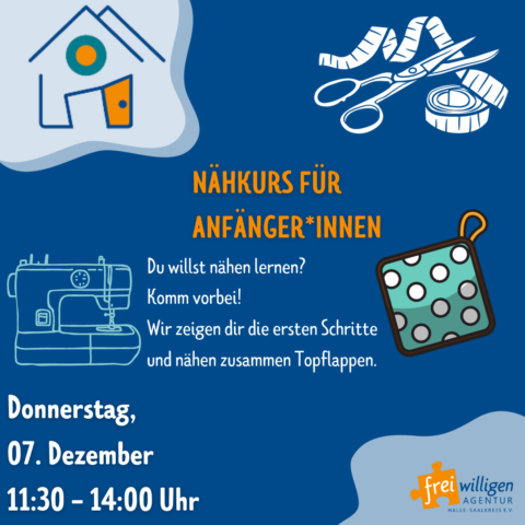 Nähen für Anfänger:innen am Donnerstag, 07.12.2023, 11:30 – 14:00 Uhr