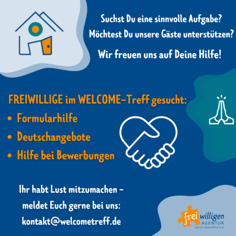 Engagierte Freiwillige für die Angebote im WELCOME-Treff gesucht!